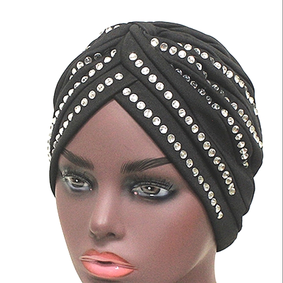 Beloved Millinery Accessories - Gorgeous Comfy Pretty, Black Bling Turban (NWT)